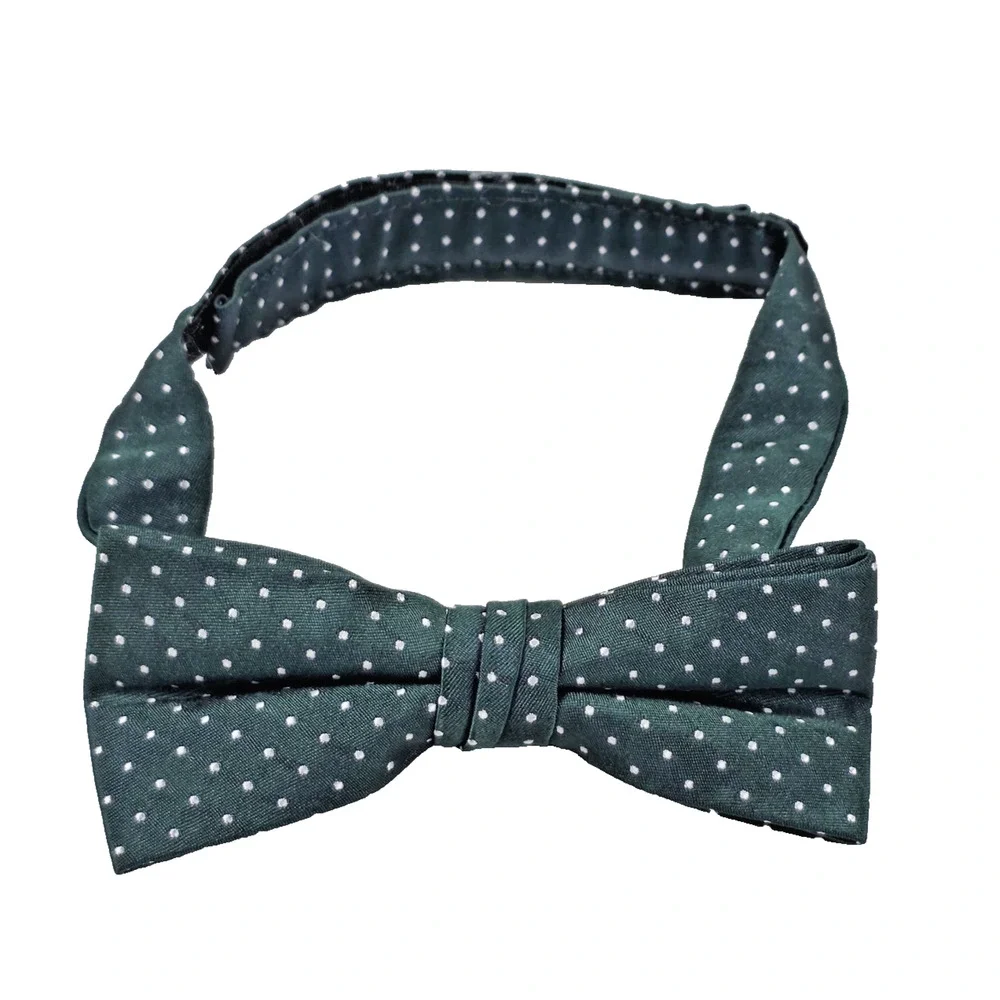 Dillard's Boys Silk Bow Tie Hunter Green Polka Dot Adjustable Formal Wedding